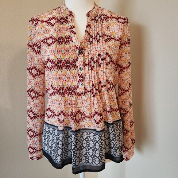 ANTHROPLOGIE HD IN PARS KAVERI HENLEY BLOUSE - EUC - SIZE 0/P (See Measu… - Picture 1 of 11